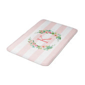 Tapis De Bain Monogramme floral paradis et rayures (Angle)