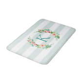 Tapis De Bain Monogramme floral paradis et rayures (Angle)