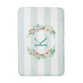 Tapis De Bain Monogramme floral paradis et rayures (Devant (Vertical))