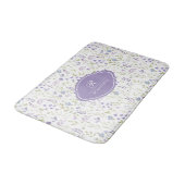 Tapis De Bain Monogramme floral personnalisé violet (Angle)