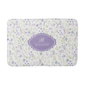 Tapis De Bain Monogramme floral personnalisé violet (Devant)