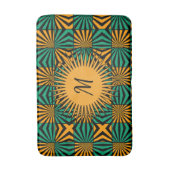 Tapis De Bain Monogramme géométrique moderne Gold Black Green (Devant (Vertical))