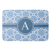 Tapis De Bain Monogramme géométrique moderne simple bleu et blan (Devant)