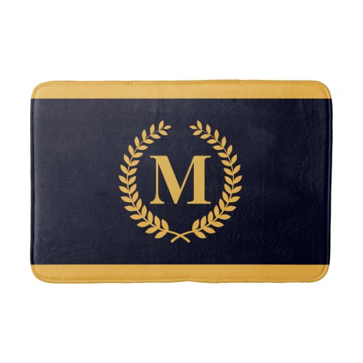 Tapis De Bain Monogramme Golden Laurel Wreath (Devant)