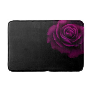 Tapis De Bain Monogramme gothique à fleurs de rose violet-rouge