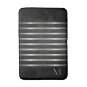 Tapis De Bain Monogramme Grilles modernes en argent sur noir (Devant (Vertical))