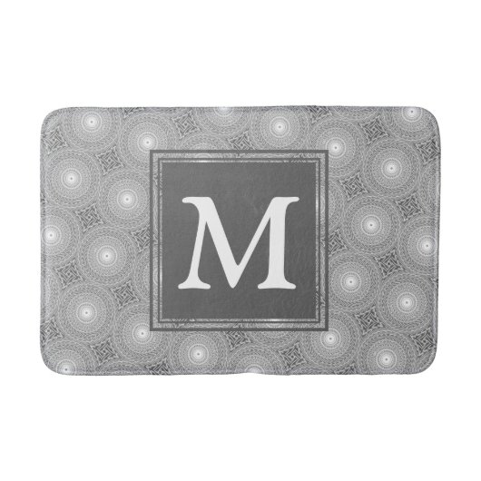 Tapis De Bain Monogramme gris cercles motif (Devant)