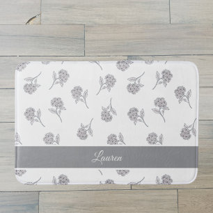 Tapis De Bain Monogramme Gris Clair Fleur Botanique Intemporelle