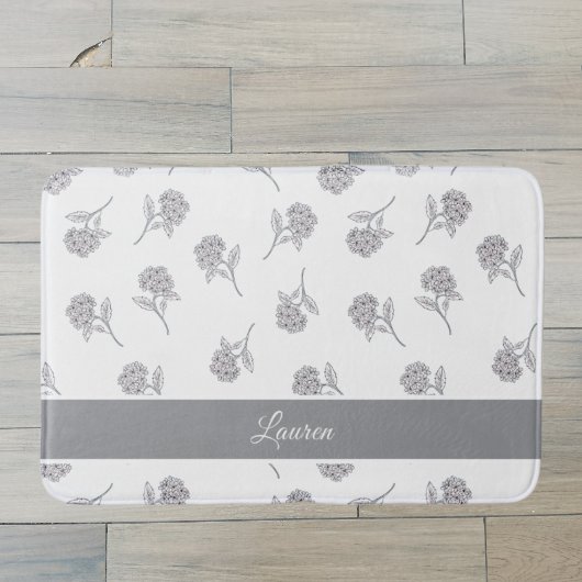 Tapis De Bain Monogramme Gris Clair Fleur Botanique Intemporelle