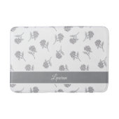 Tapis De Bain Monogramme Gris Clair Fleur Botanique Intemporelle (Devant)