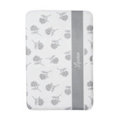 Tapis De Bain Monogramme Gris Clair Fleur Botanique Intemporelle (Devant (Vertical))