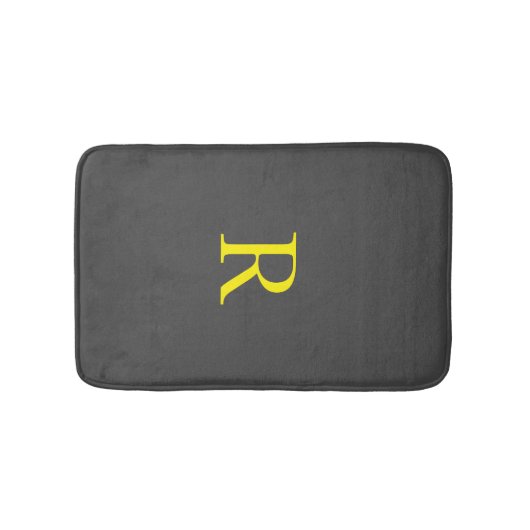 Tapis De Bain Monogramme gris foncé gris jaune gris Cool initial (Devant)