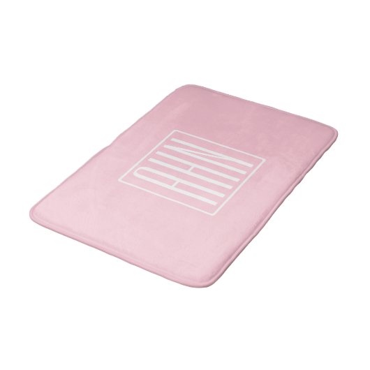 Tapis De Bain Monogramme initial | Blanc sur rose clair (Angle)