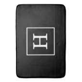 Tapis De Bain Monogramme Initial Cadre Noir et Blanc (devant Vertical)