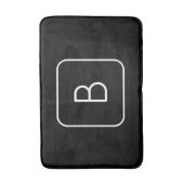 Tapis De Bain Monogramme Initial De Style Moderne | Blanc & Noir (Devant (Vertical))