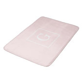 Tapis De Bain Monogramme initial encadré blanc rose clair (Angle)
