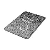 Tapis De Bain Monogramme initial géométrique noir et blanc (Angle)