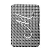 Tapis De Bain Monogramme initial géométrique noir et blanc (Devant (Vertical))