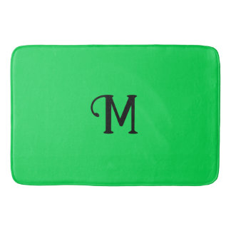 Tapis De Bain Monogramme initial Joyau de Malachite Tone Couleur