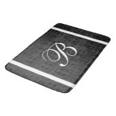 Tapis De Bain Monogramme initial personnalisé noir et blanc (Angle)