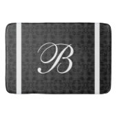 Tapis De Bain Monogramme initial personnalisé noir et blanc (Devant)