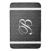 Tapis De Bain Monogramme initial personnalisé noir et blanc (devant Vertical)