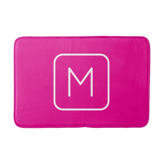 Tapis De Bain Monogramme Initial Simple & Moderne | Rose & Blanc (Devant)