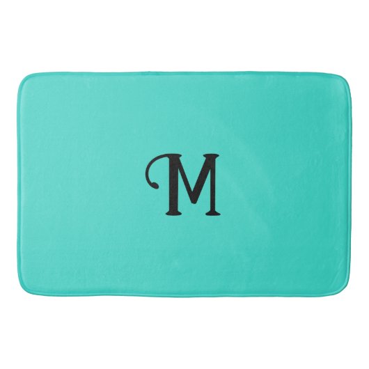 Tapis De Bain Monogramme initial Turquoise Jewel Tone Solide Cou (Devant)
