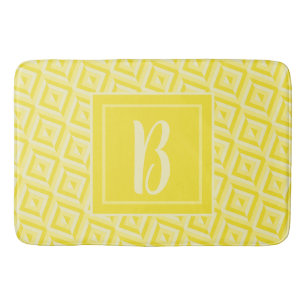 Tapis De Bain Monogramme Jaune Motif diamant à trois tons