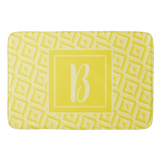 Tapis De Bain Monogramme Jaune Motif diamant à trois tons (Devant)