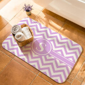 Tapis De Bain Monogramme Lavande Et Chevron Blanc