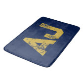 Tapis De Bain Monogramme Lettres Initiales Or & Bleu Simple (Angle)