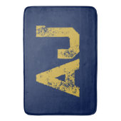 Tapis De Bain Monogramme Lettres Initiales Or & Bleu Simple (devant Vertical)