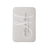Tapis De Bain Monogramme Mariage de lin rustique (Devant (Vertical))