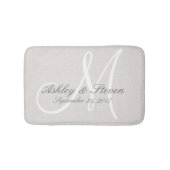 Tapis De Bain Monogramme Mariage de lin rustique (Devant)