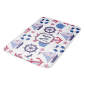 Tapis De Bain Monogramme marin bleu rouge (Angle)