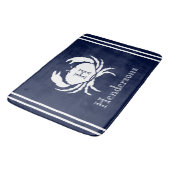 Tapis De Bain Monogramme Marine Crabe Bleu Nautique (Angle)