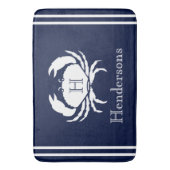 Tapis De Bain Monogramme Marine Crabe Bleu Nautique (devant Vertical)