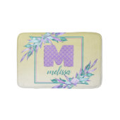 Tapis De Bain Monogramme mauve Étalons de sirène Aquarelle Ombre (Devant)
