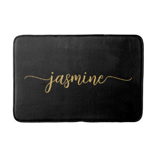 Tapis De Bain Monogramme minimaliste Black Gold Girl