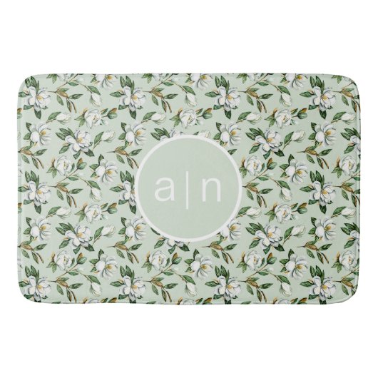 Tapis De Bain Monogramme moderne blanc Magnolia (Devant)