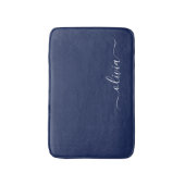 Tapis De Bain Monogramme moderne bleu marine et blanc (Devant (Vertical))