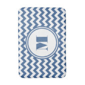 Tapis De Bain Monogramme Moderne Chevron Rayé Bleu (Devant (Vertical))