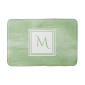 Tapis De Bain Monogramme moderne de marbre subtil vert clair (Devant)