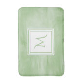 Tapis De Bain Monogramme moderne de marbre subtil vert clair (Devant (Vertical))