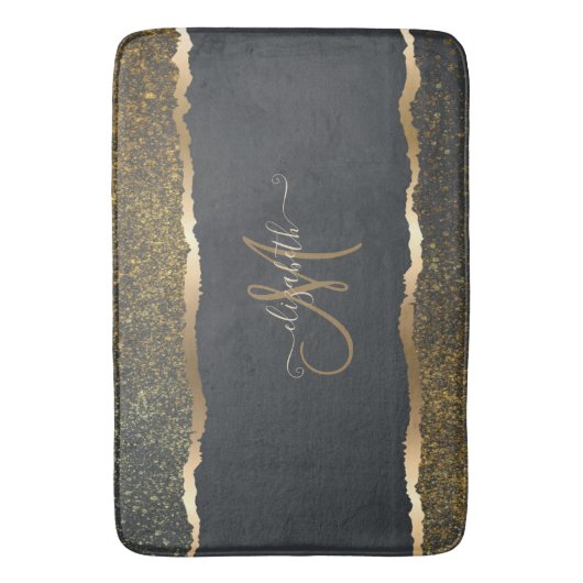 Tapis De Bain Monogramme moderne Elegant Gold Touch (devant Vertical)