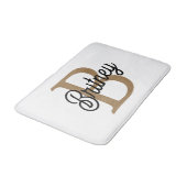 Tapis De Bain Monogramme moderne élégant Nom Black Gold Script (Angle)