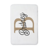 Tapis De Bain Monogramme moderne élégant Nom Black Gold Script (Devant (Vertical))