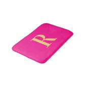 Tapis De Bain Monogramme Moderne Minimal Rose Chaud (Angle)