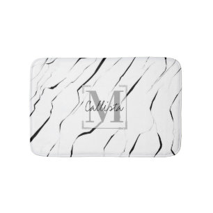 Tapis De Bain Monogramme moderne noir blanc noir